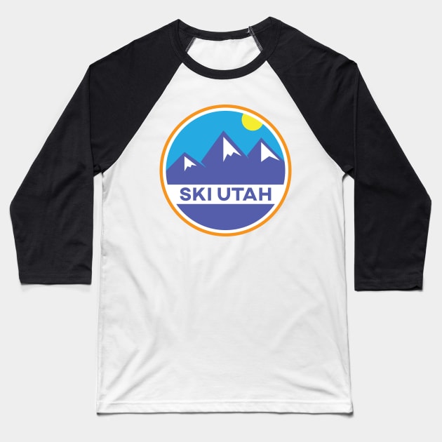 Ski Utah Badge Baseball T-Shirt by HolidayShirts